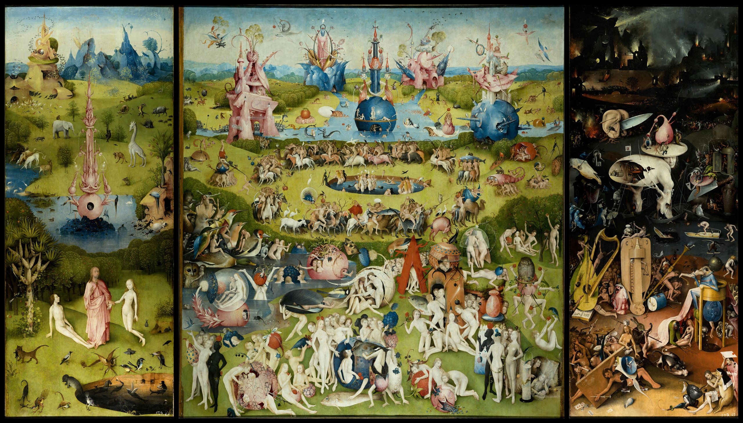 Authentic reproduction of the open Garden of Earthly Delights triptych
